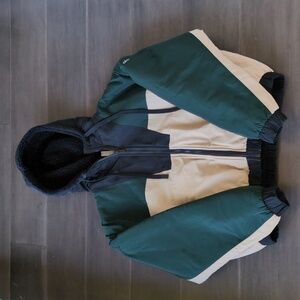 ALO Yoga Green and Cream Hooded Jacket